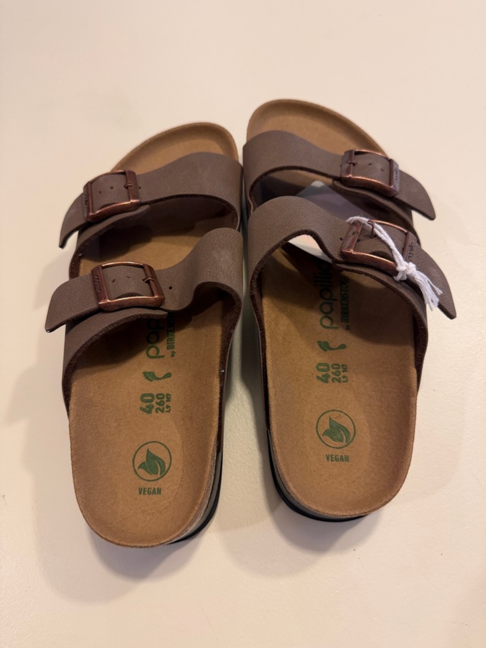 Birkenstock Papillio Mocha Double Strap Slide Sandals Sz L9 M7.  NWOB. Box42